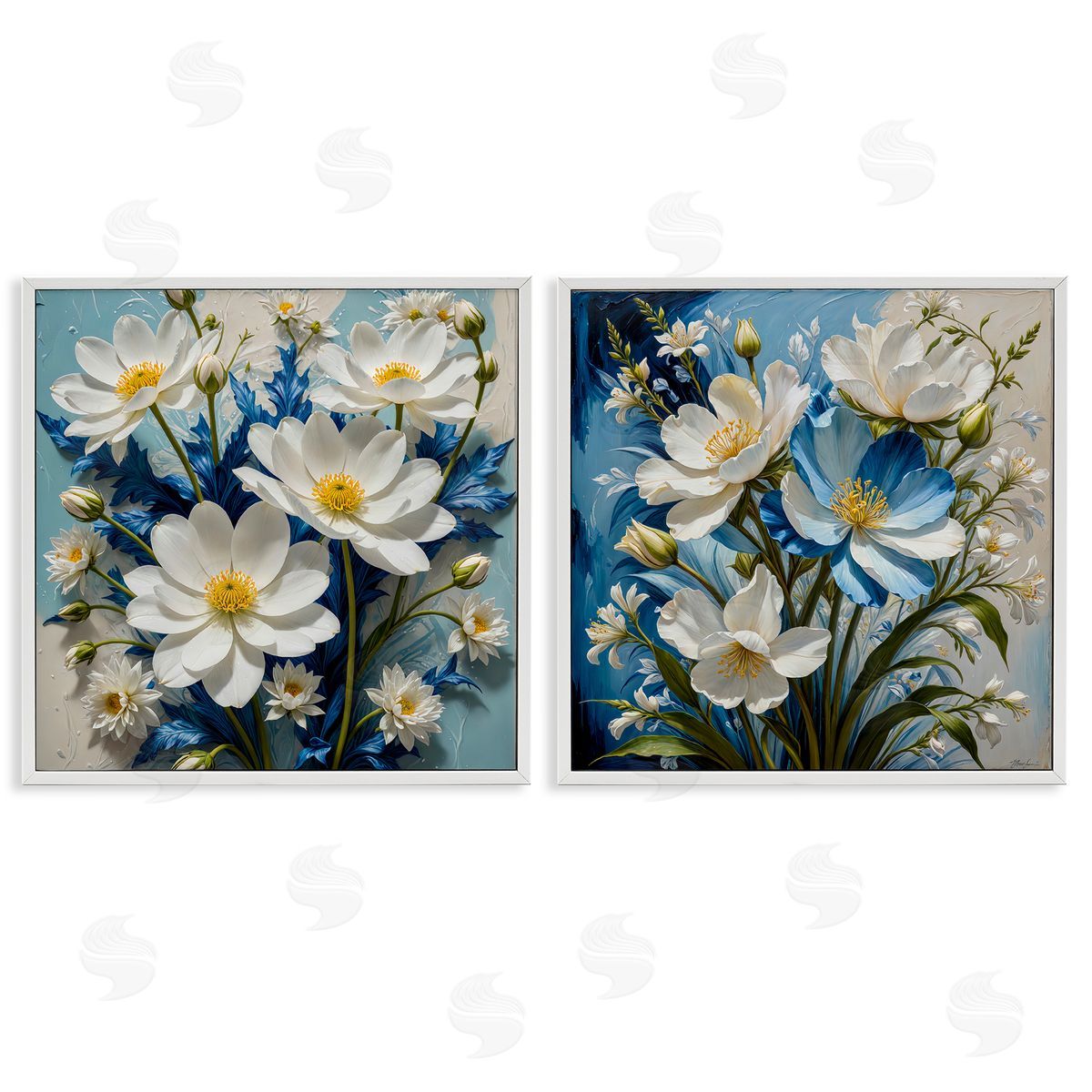 Yuri Khrushch Bold Floral Bunches White Framed Giclee Wall Art Print