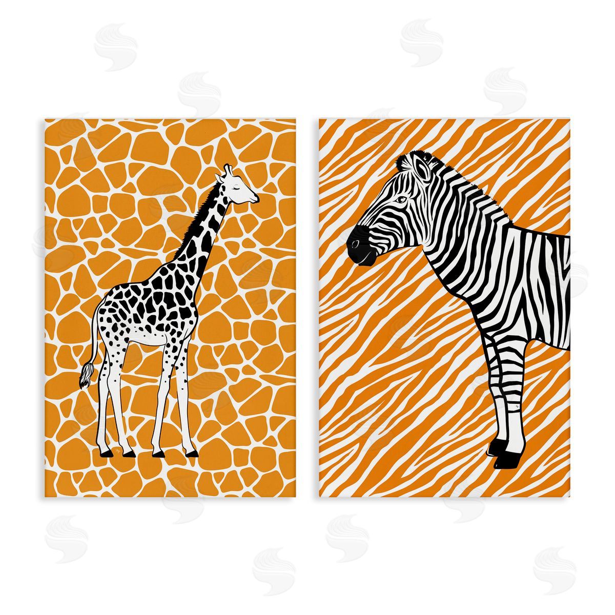 Martina Pavlova Jungle Animals on Orange Canvas Wall Art Print