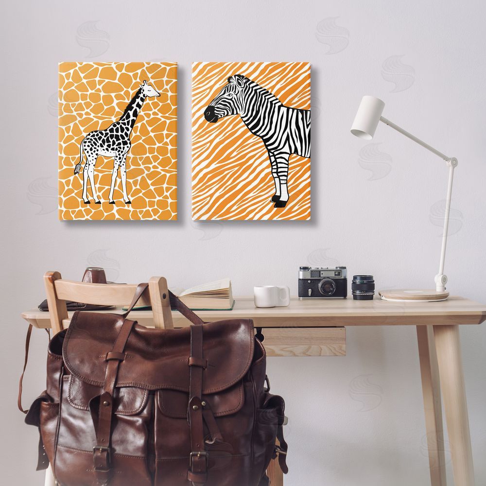 Martina Pavlova Jungle Animals on Orange Canvas Wall Art Print in Room