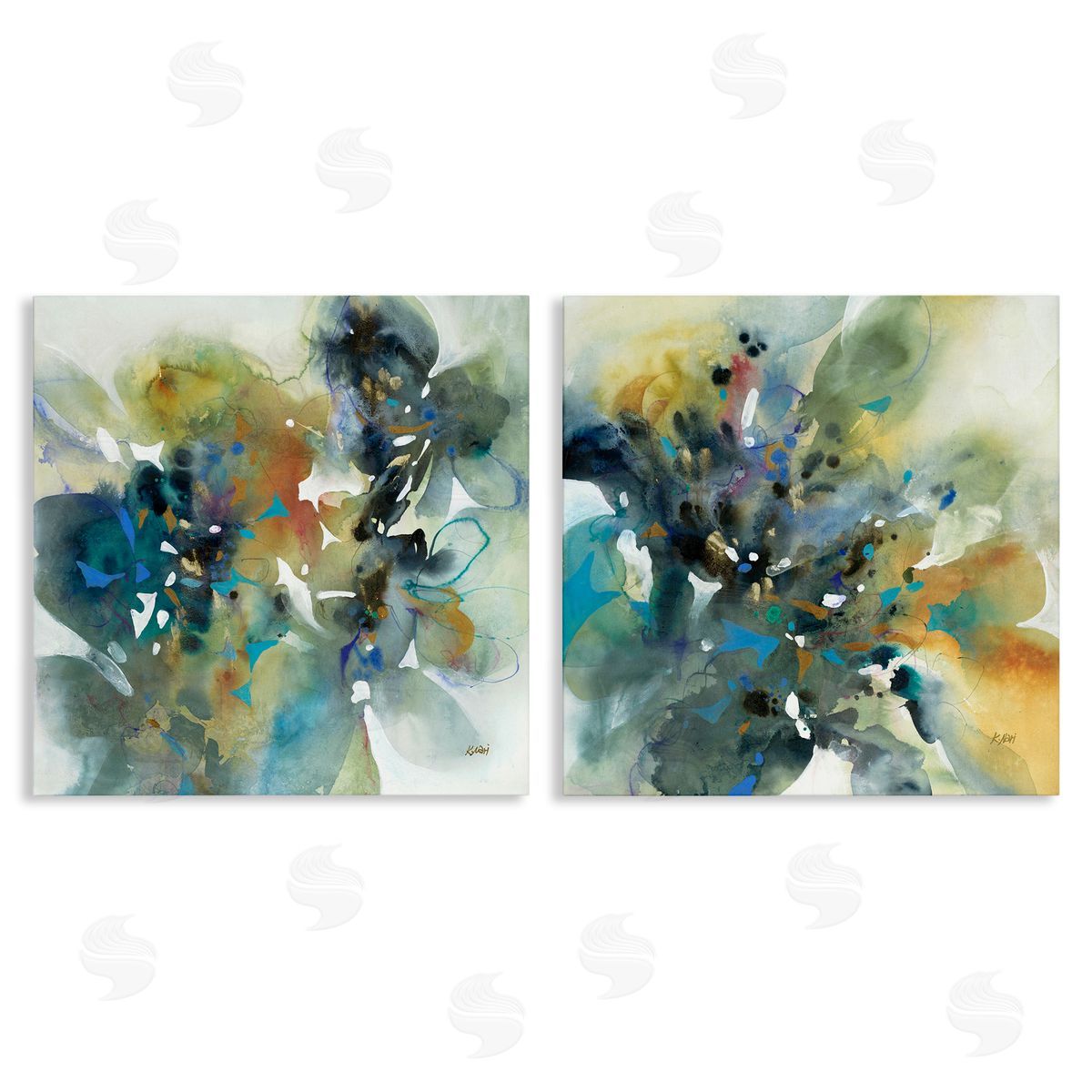 K. Nari Layered Faded Abstracts Canvas Wall Art Print