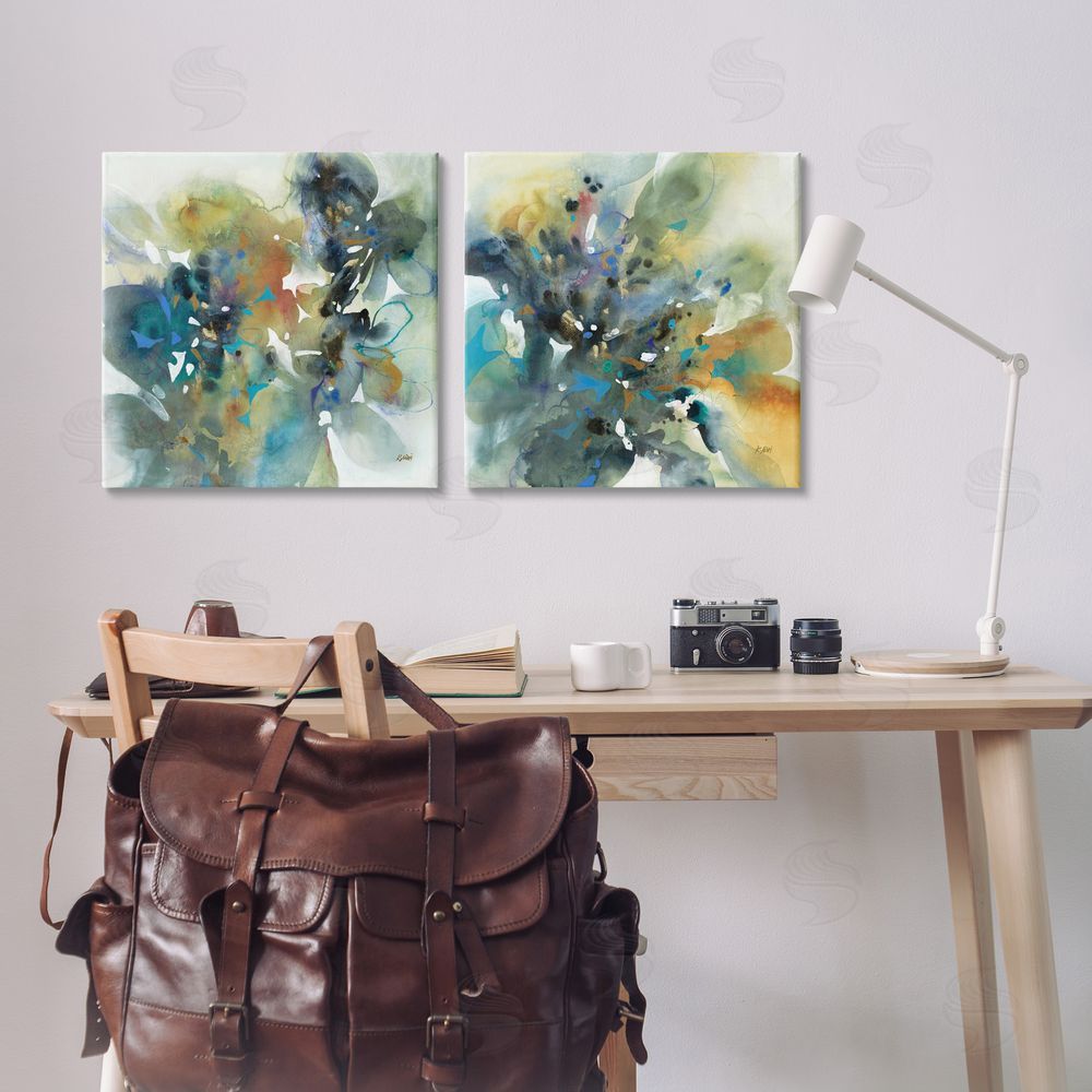 K. Nari Layered Faded Abstracts Canvas Wall Art Print in Room