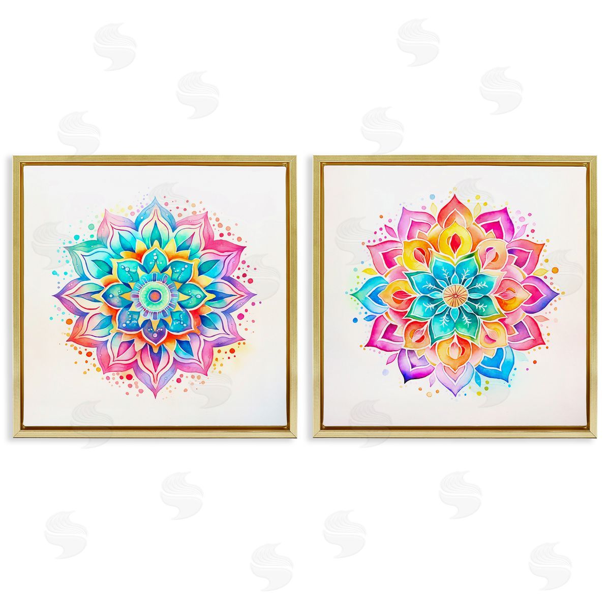 Bright Boho Mandalas Gold Floating Frame Canvas Wall Art, Home Decor by Andrea Haase