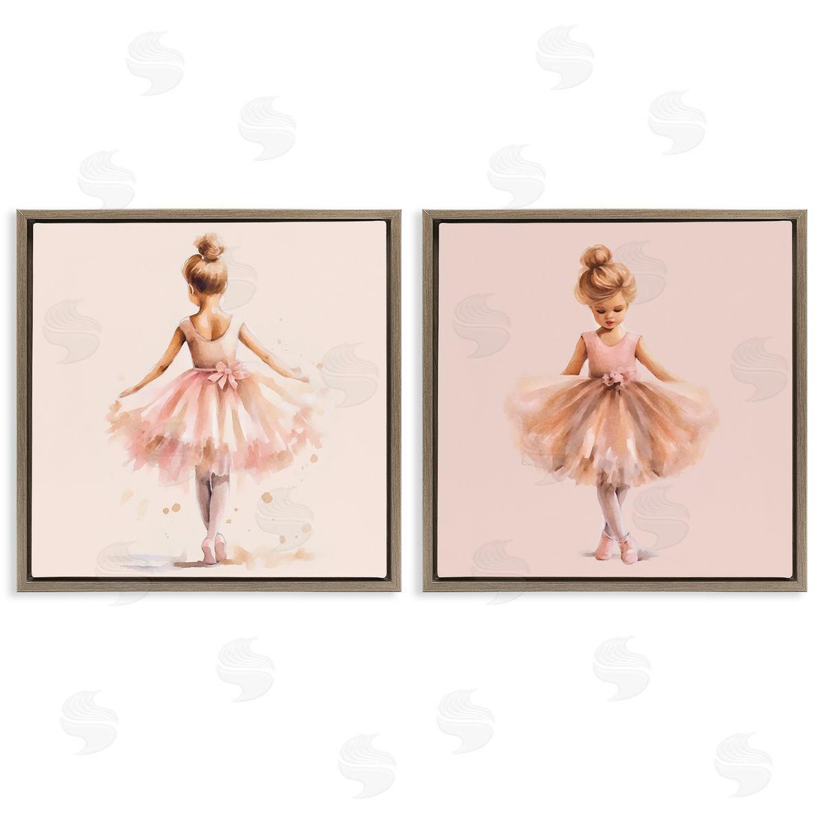 Ballerina Dancing Stars Brown Floating Frame Canvas Wall Art, Home Decor by Andrea Haase
