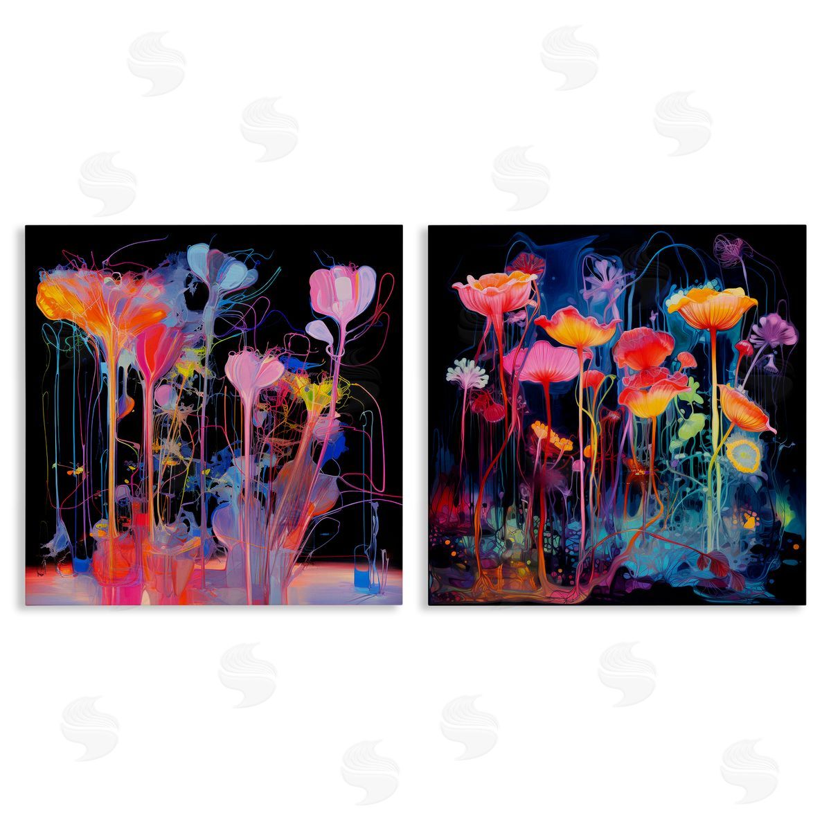 Contrasting Otherworldly Blossoms Canvas Wall Art, Home Decor by Nuk Nalandro