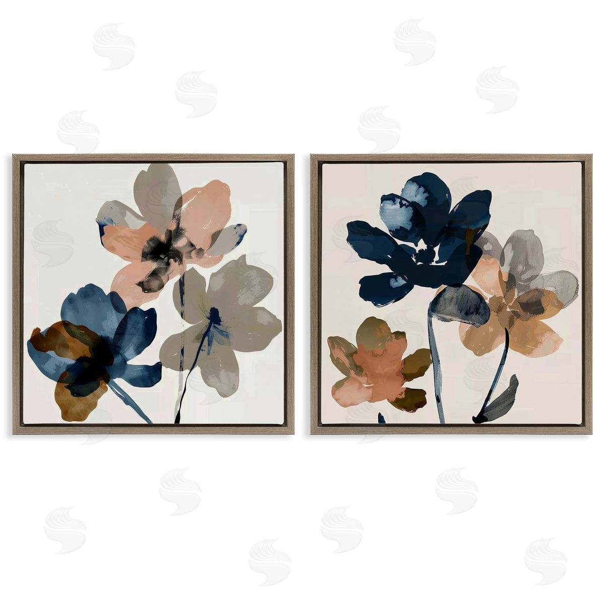 Earthen Blossom Petals Brown Floating Frame Canvas Wall Art, Home Decor by Irena Orlov