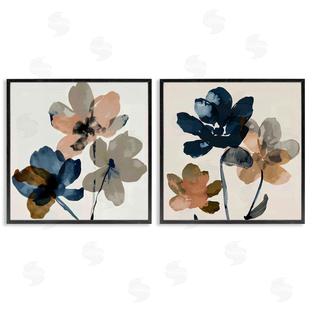 Earthen Blossom Petals Black Frame Print Wall Art, Home Decor by Irena Orlov