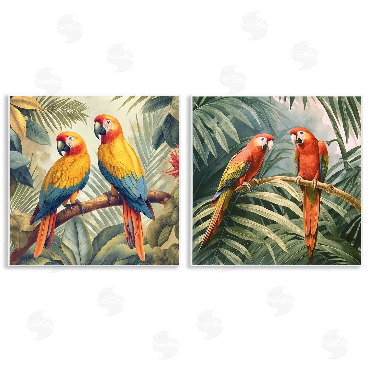 Resting Parrots Among Jungle Wood Plaque Wall Art, Home Decor by Steve Hunziker