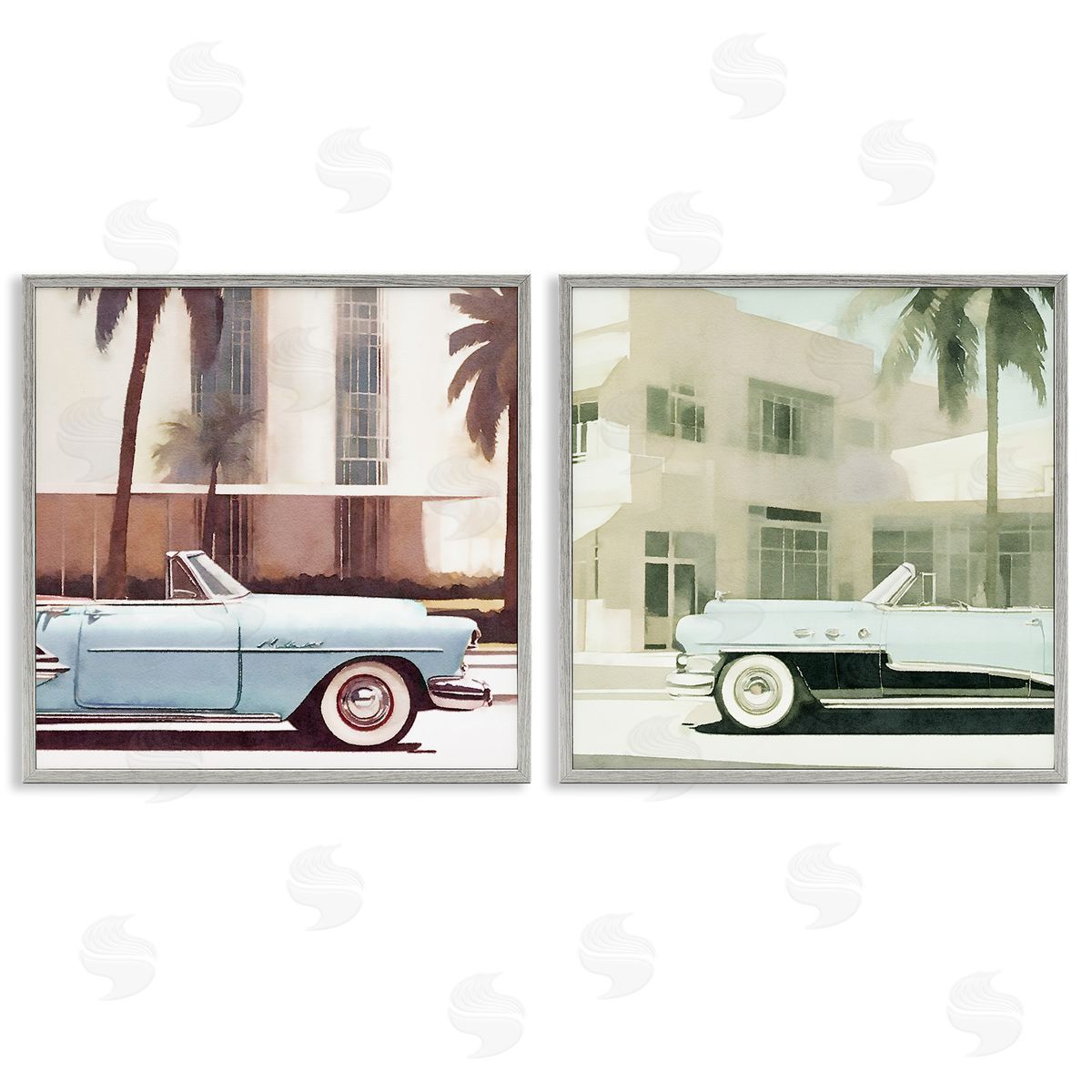 Miami Cars in Summer Grey Frame Print Wall Art, Home Decor by Noah Bay