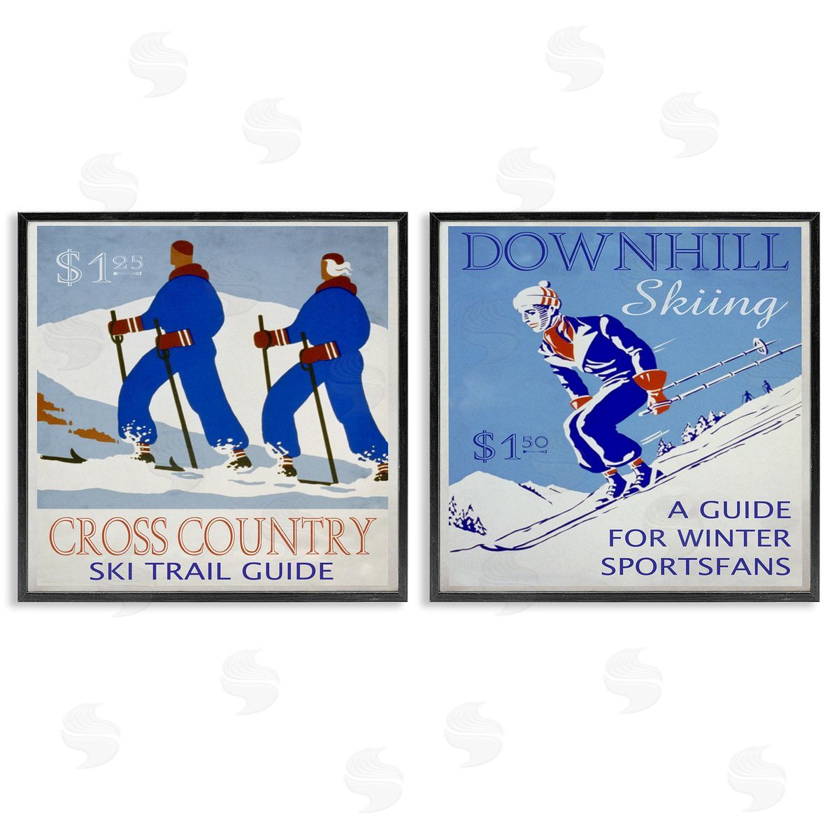 Cross Country Skiing Posters Black Frame Print Wall Art, Home Decor by Graffi*tee Studios