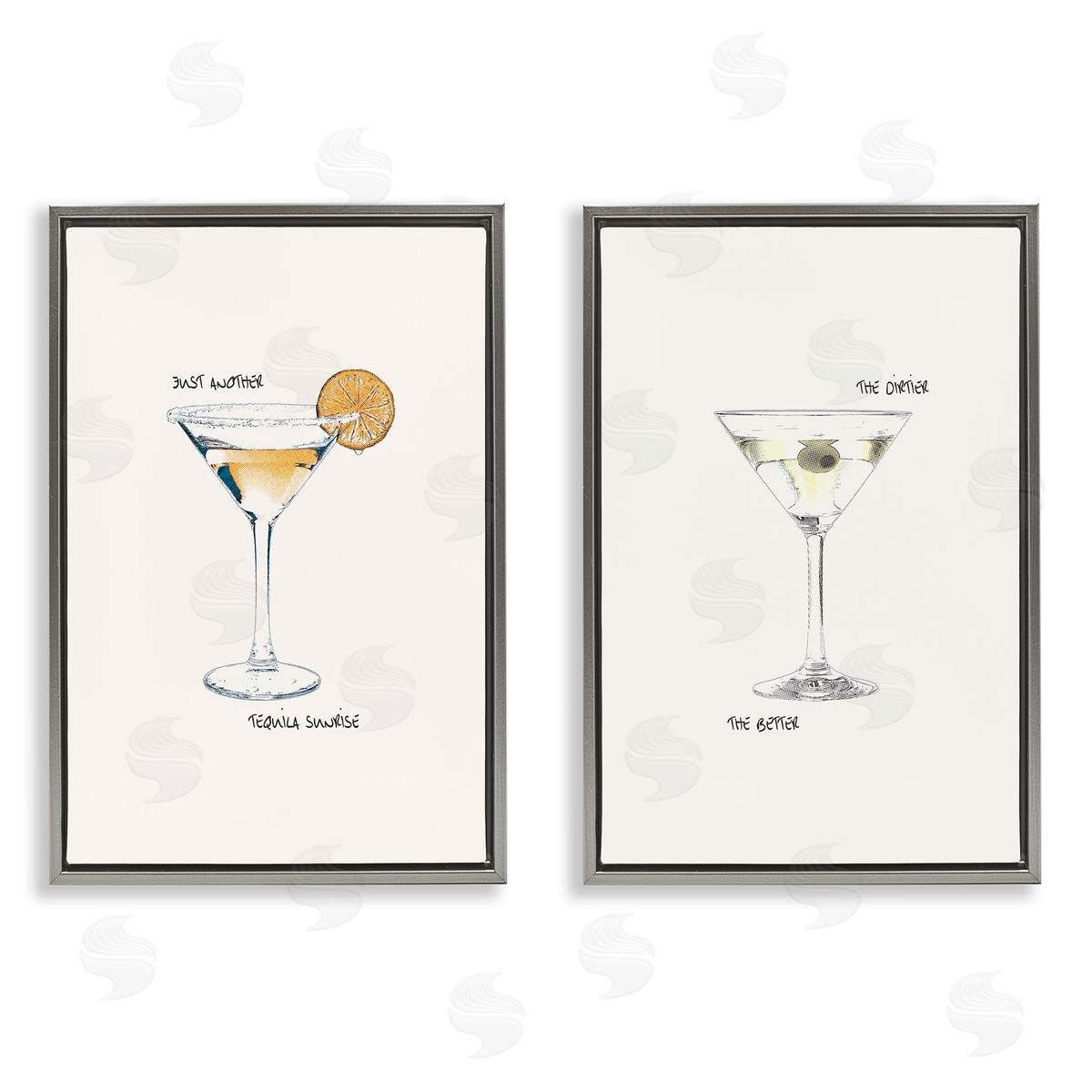 Tequila Cocktails & Phrases Grey Floating Frame Canvas Wall Art, Home Decor by Graffi*tee Studios