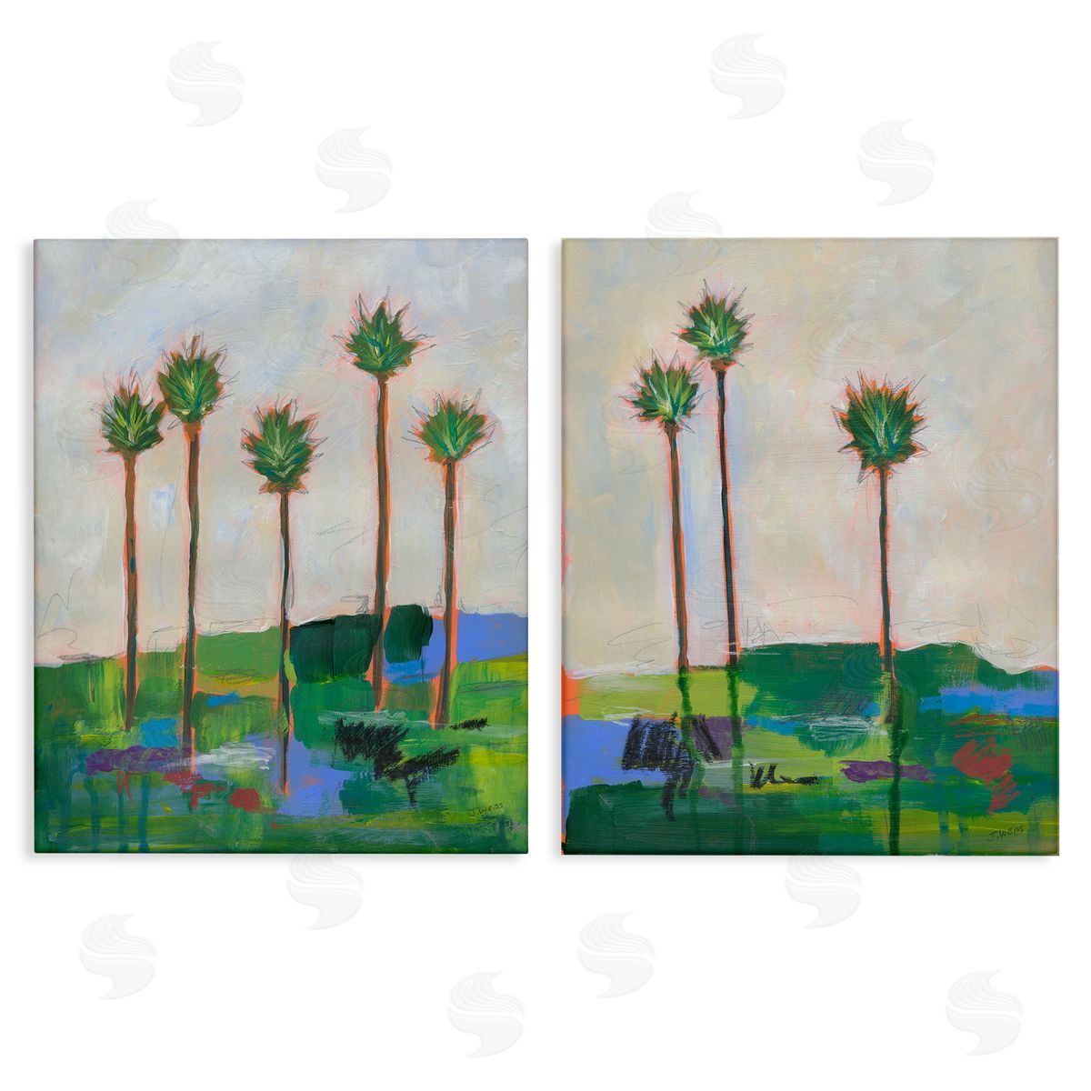 Brushed Palm Landscape Canvas Wall Art, Home Decor by Jan Weiss