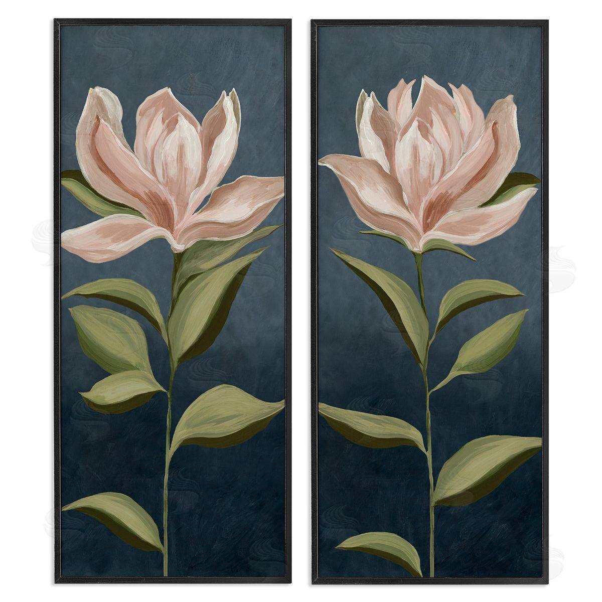 Pink Petaled Blooms Black Frame Print Wall Art, Home Decor by Jacob Q