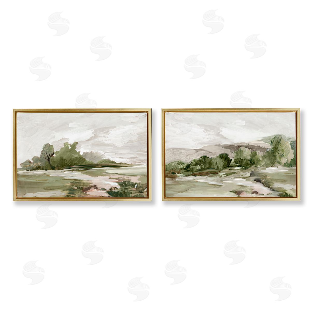 Impressions of Country Hills Gold Floating Frame Canvas Wall Art, Home Decor by Lera