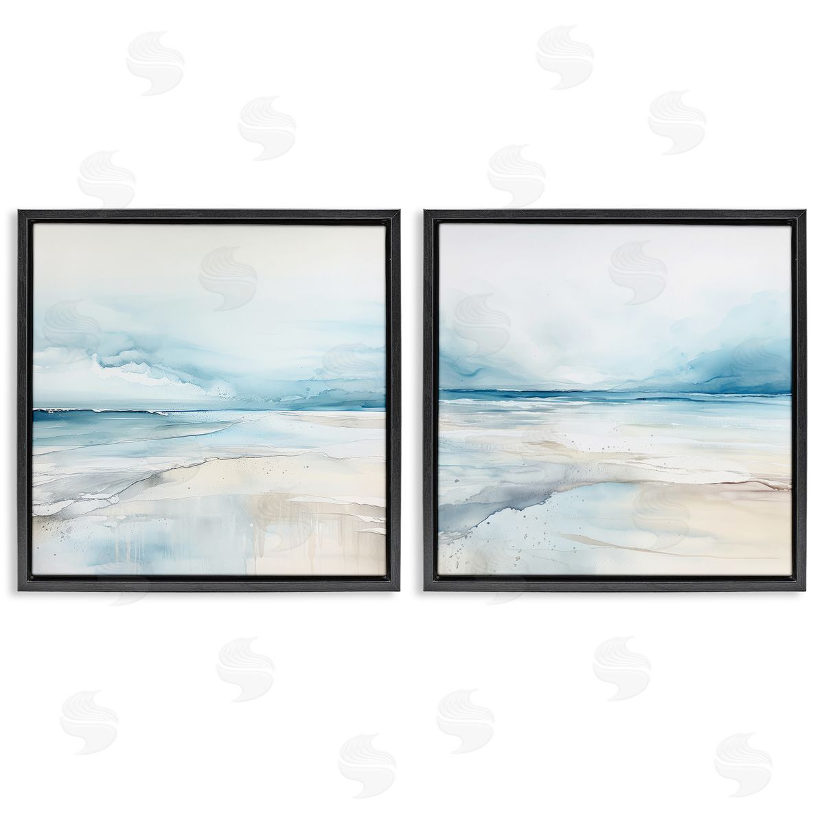 Ocean Tide Abstraction Black Floating Frame Canvas Wall Art, Home Decor by Irena Orlov