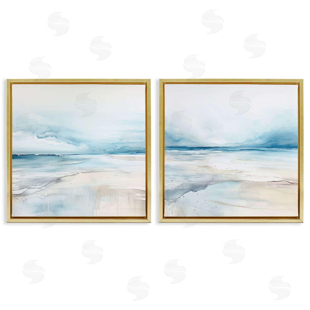 Ocean Tide Abstraction Gold Floating Frame Canvas Wall Art, Home Decor by Irena Orlov