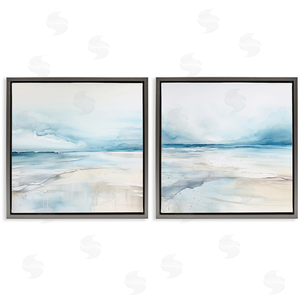 Ocean Tide Abstraction Grey Floating Frame Canvas Wall Art, Home Decor by Irena Orlov