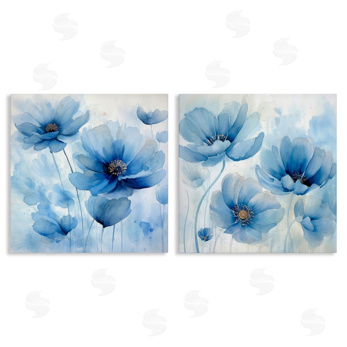 Saturated Blue Blossoms Canvas Wall Art, Home Decor by Irena Orlov