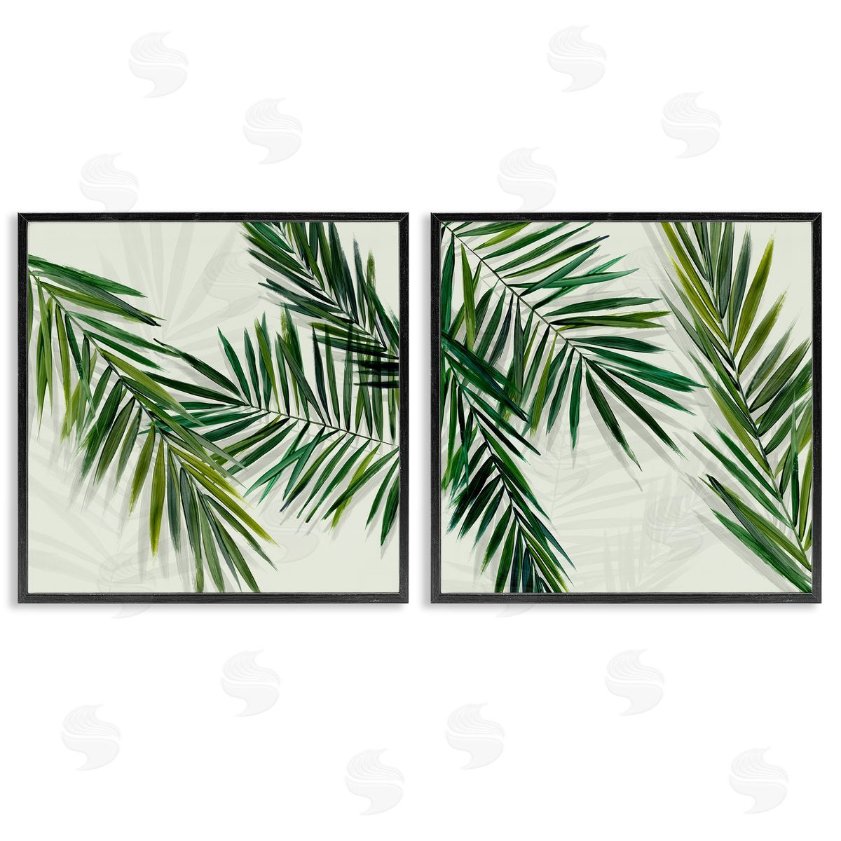Palm Fronds over Neutral Black Frame Print Wall Art, Home Decor by Hannah Dawson