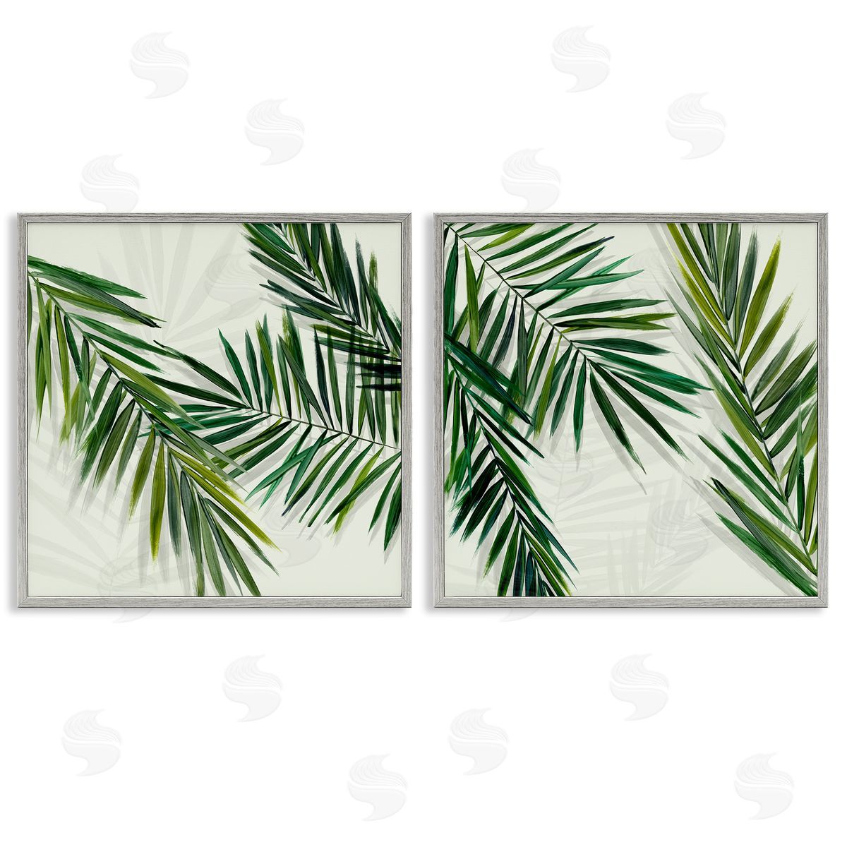 Palm Fronds over Neutral Grey Frame Print Wall Art, Home Decor by Hannah Dawson