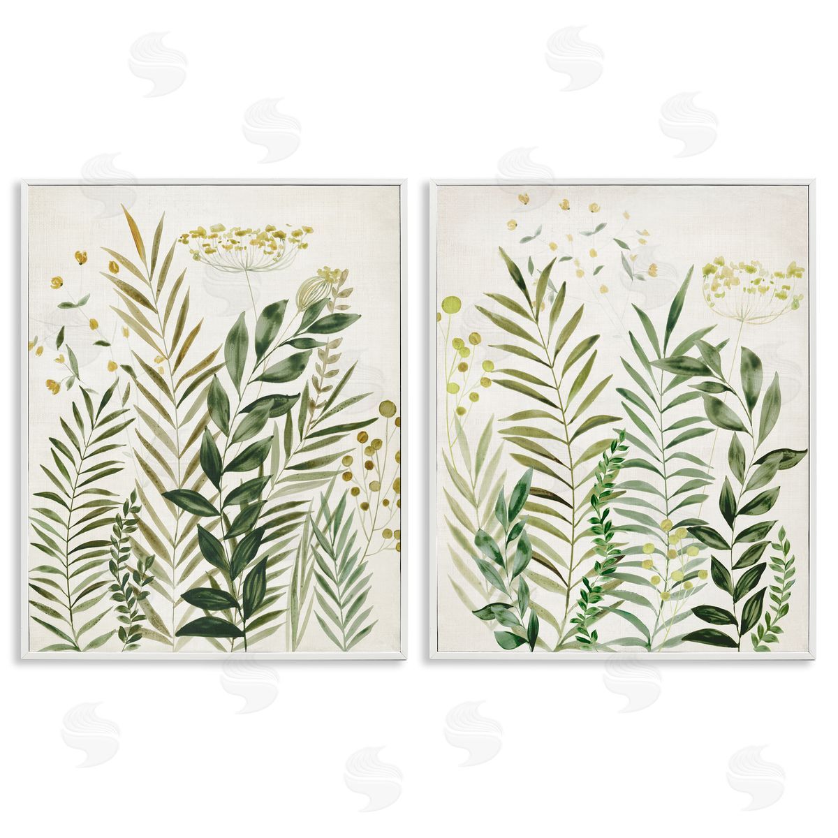 Varied Leaves & Fronds White Frame Print Wall Art, Home Decor by Hannah Dawson