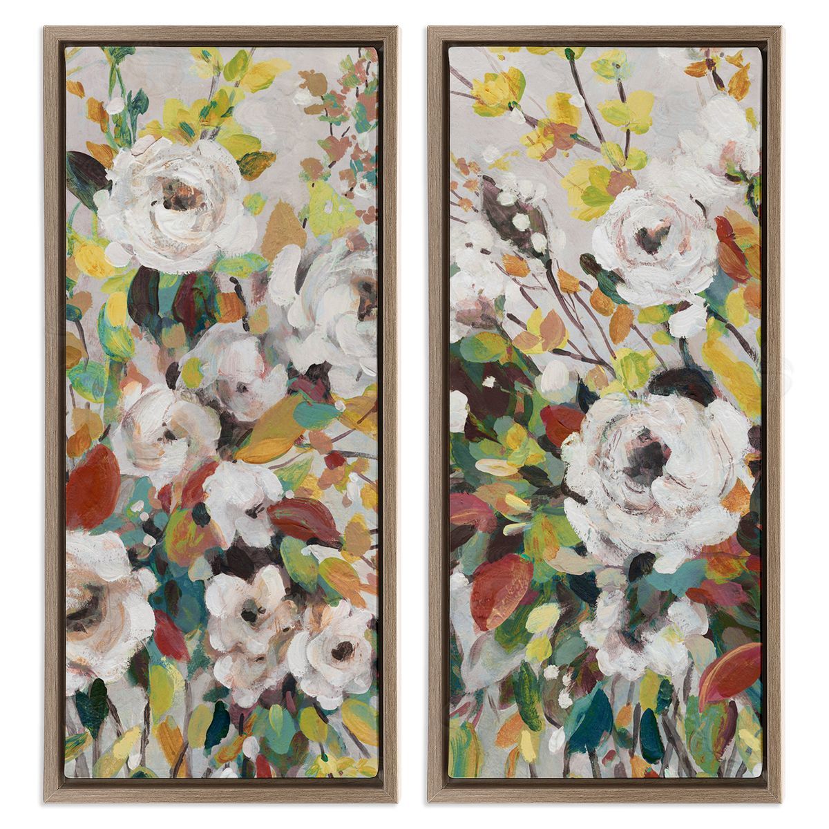 Bright Cottage Gardens Brown Floating Frame Canvas Wall Art, Home Decor by Carol Robinson