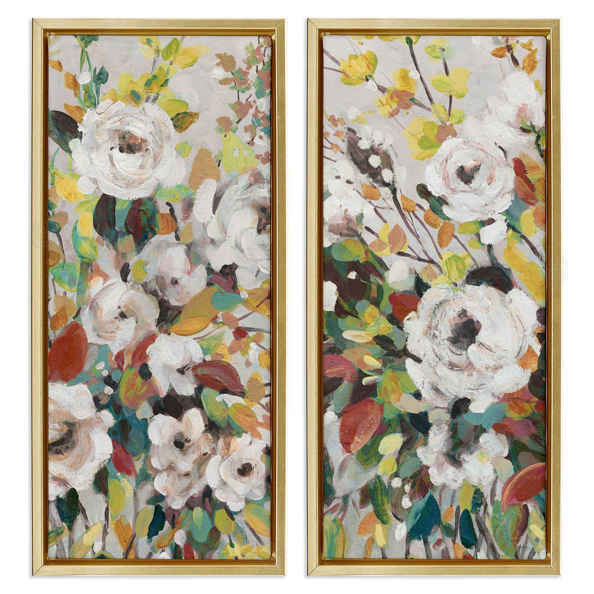 Bright Cottage Gardens Gold Floating Frame Canvas Wall Art, Home Decor by Carol Robinson