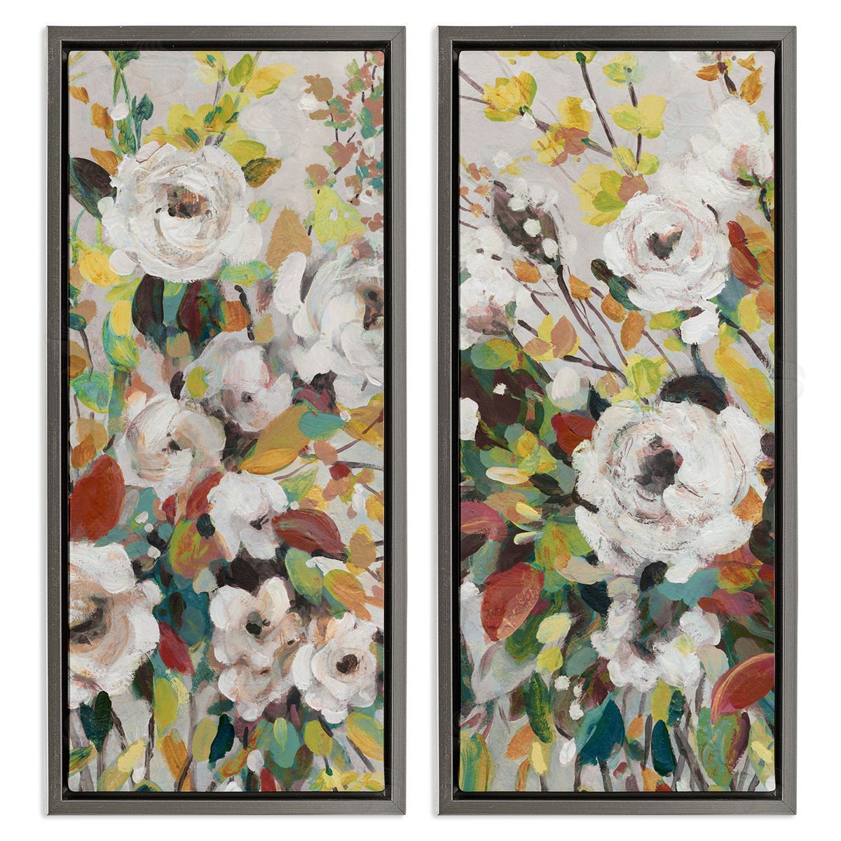 Bright Cottage Gardens Grey Floating Frame Canvas Wall Art, Home Decor by Carol Robinson