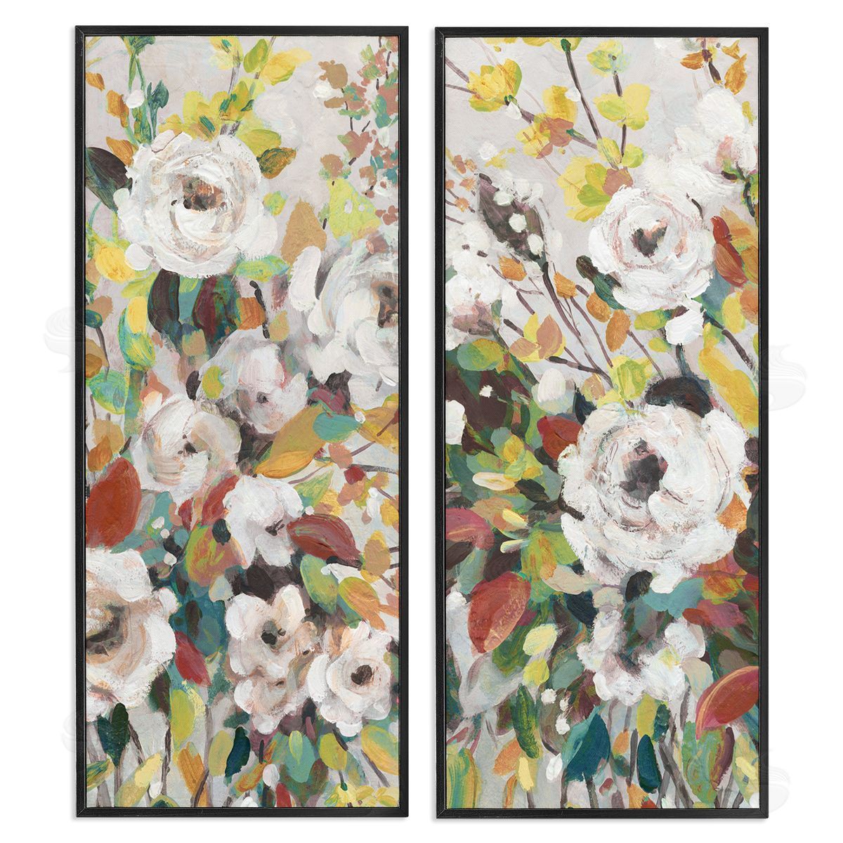 Bright Cottage Gardens Black Frame Print Wall Art, Home Decor by Carol Robinson