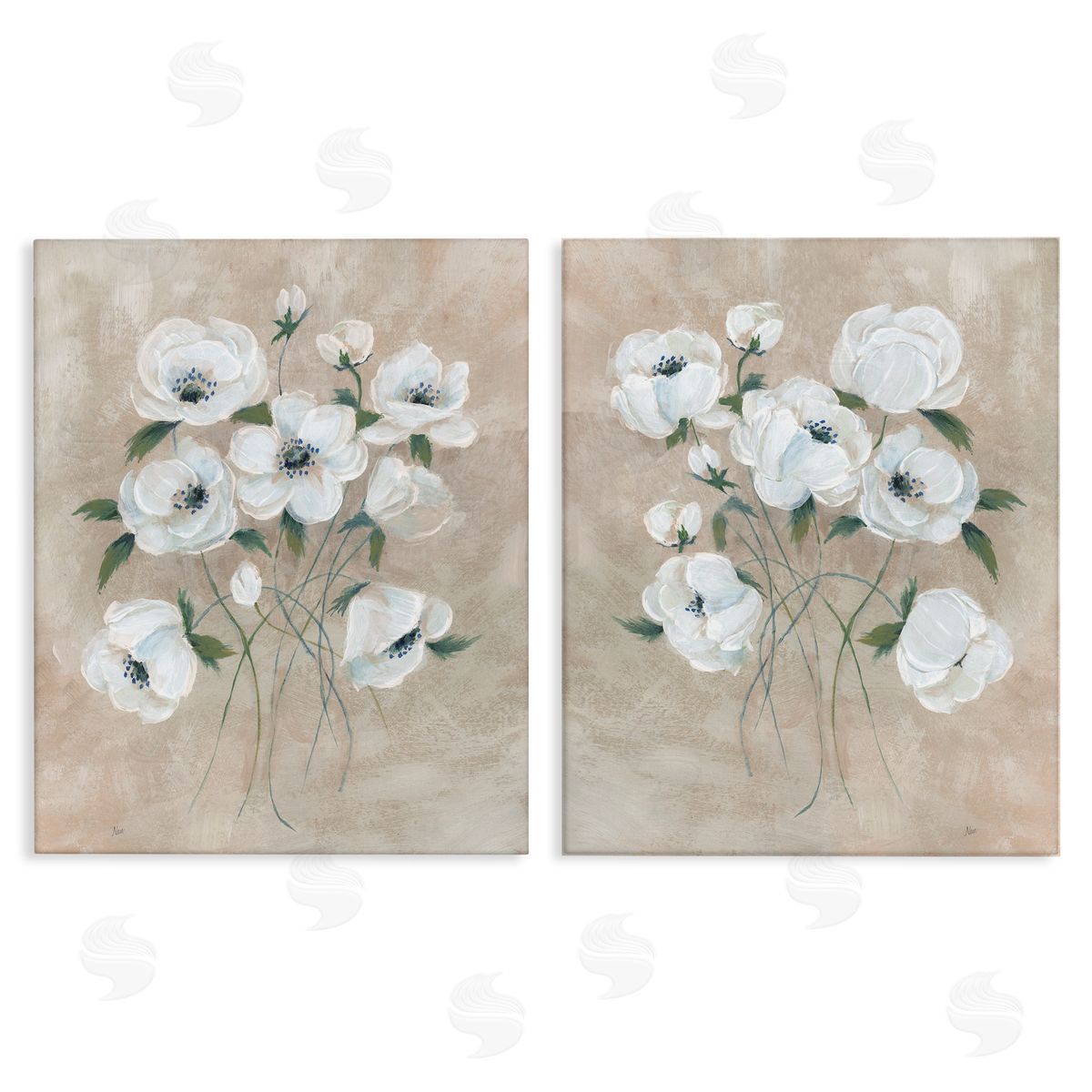 Traditional Blossoms Bundle Canvas Wall Art, Home Decor by Nan