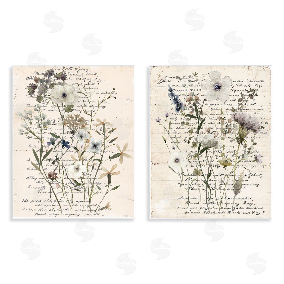Vintage Letters with Botanicals Wood Plaque Wall Art, Home Decor by Carol Robinson