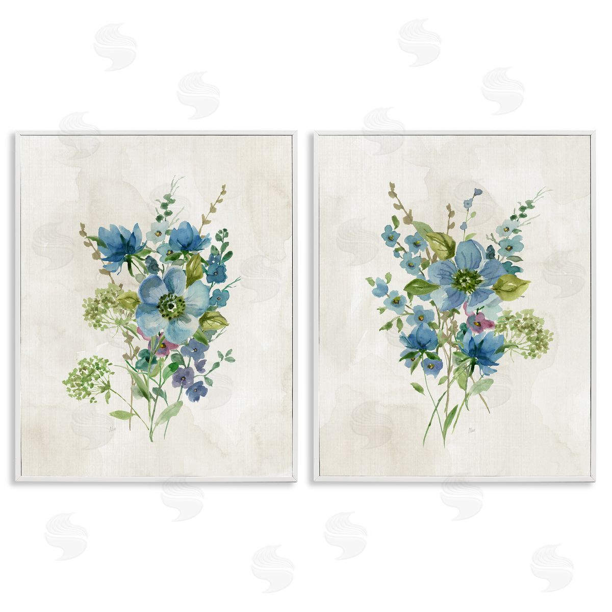 Delicate Blossom Bundles White Frame Print Wall Art, Home Decor by Nan