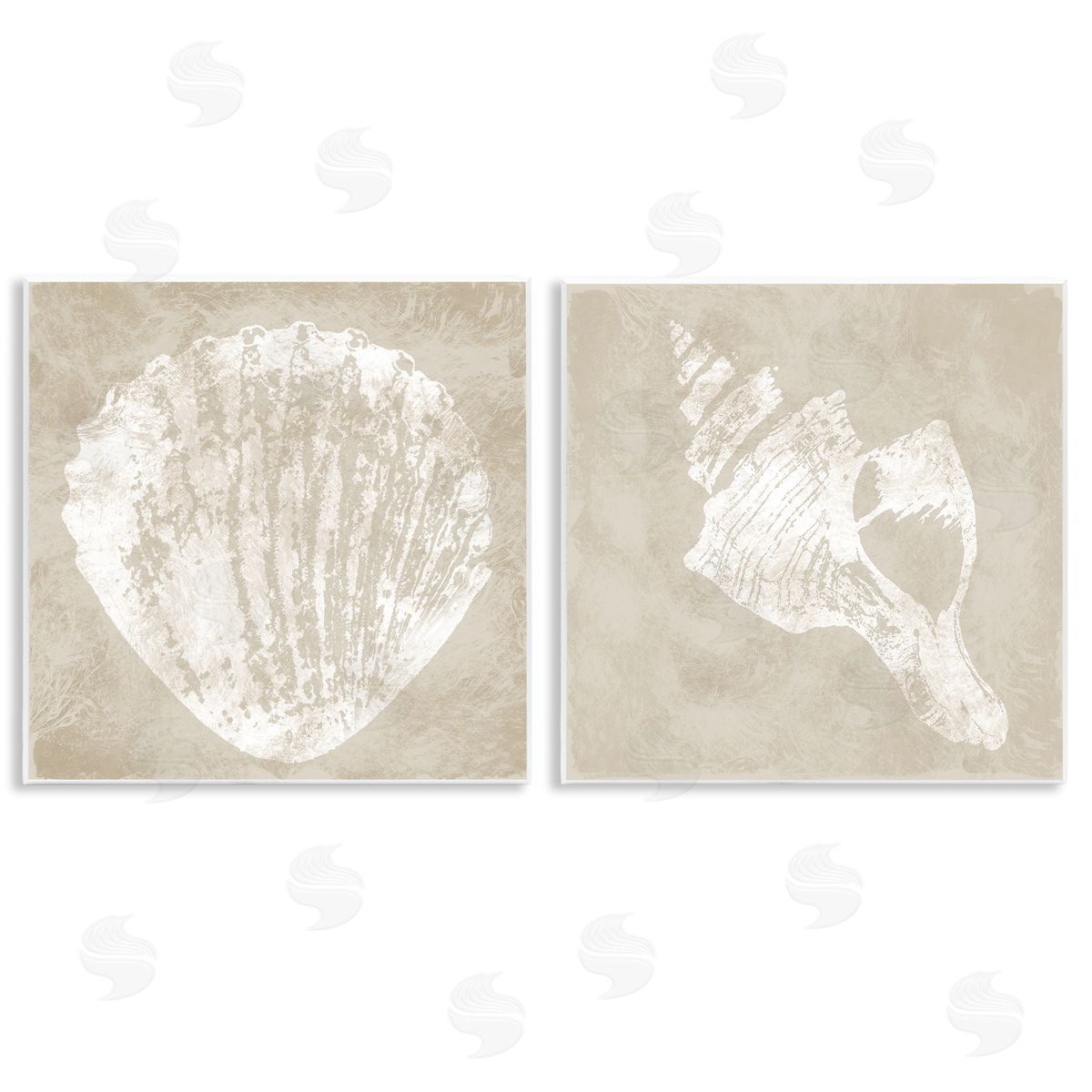 Rustic Abstract Seashells Wood Plaque Wall Art, Home Decor by Carol Robinson