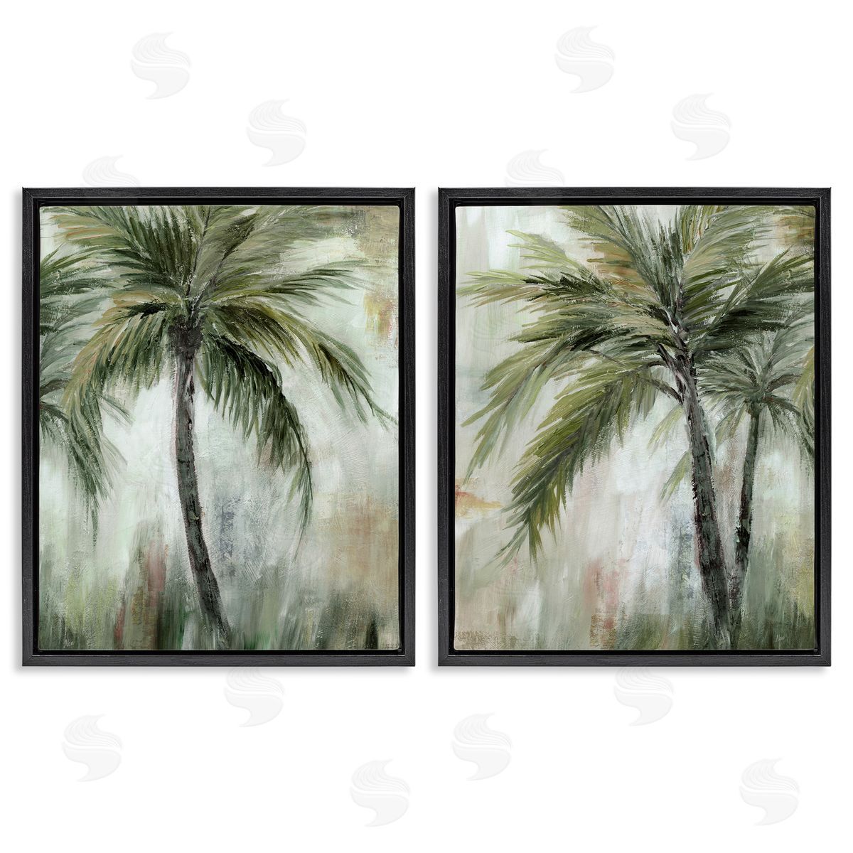 Palm Trees Impressions Black Floating Frame Canvas Wall Art, Home Decor by Nan