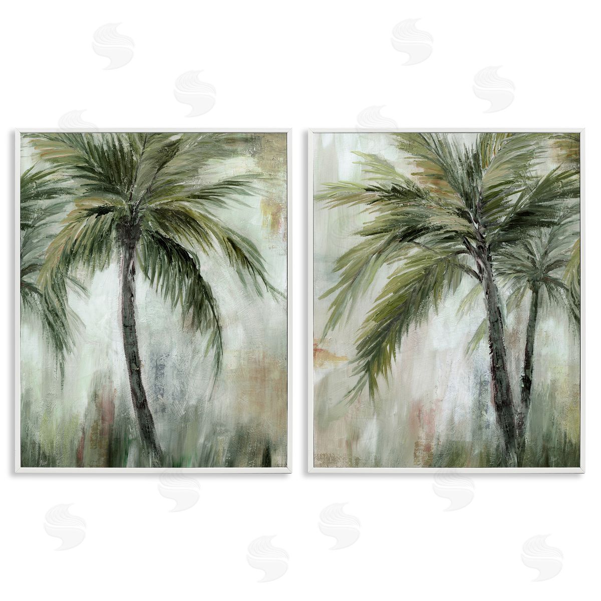 Palm Trees Impressions White Frame Print Wall Art, Home Decor by Nan