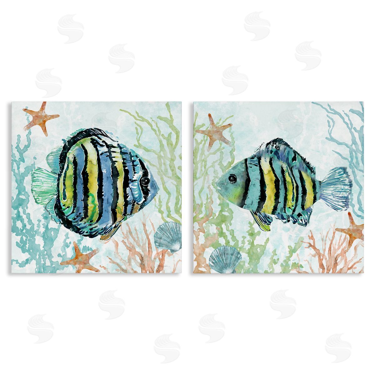 Aquatic Striped Fish Canvas Wall Art, Home Decor by Carol Robinson