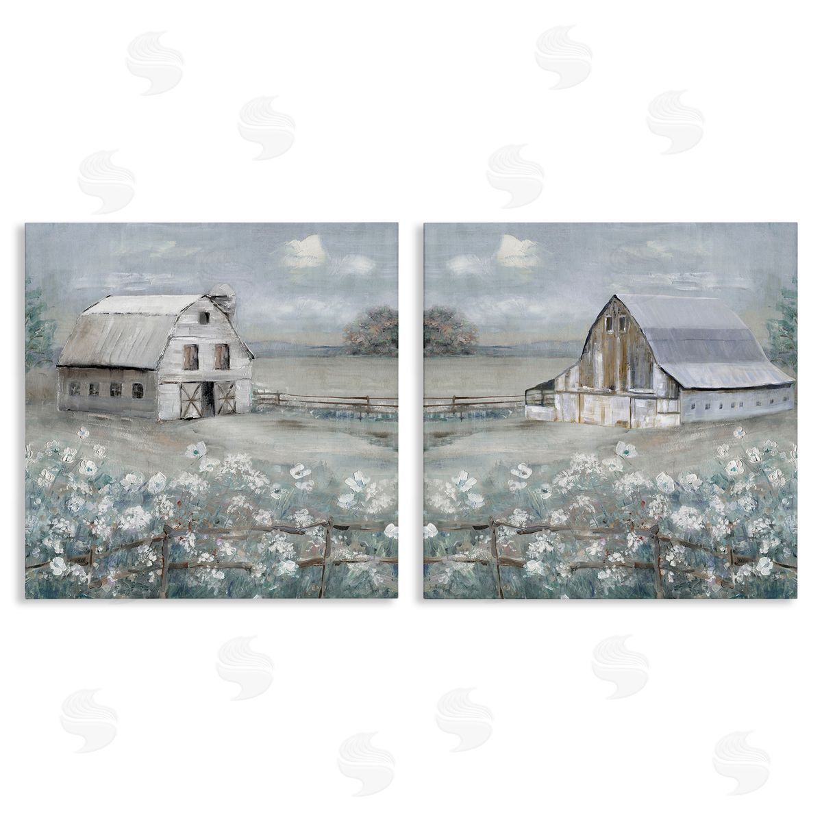 Country Meadows with Barns Canvas Wall Art, Home Decor by Sally Swatland