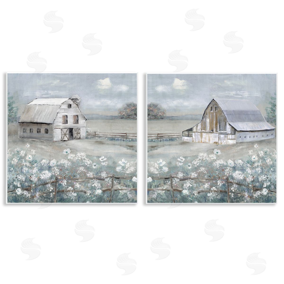 Country Meadows with Barns Wood Plaque Wall Art, Home Decor by Sally Swatland