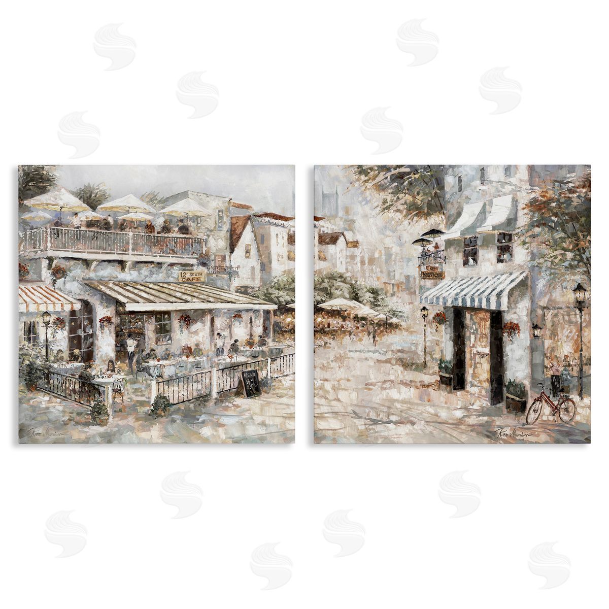 Town Bistros Architecture Canvas Wall Art, Home Decor by Ruane Manning