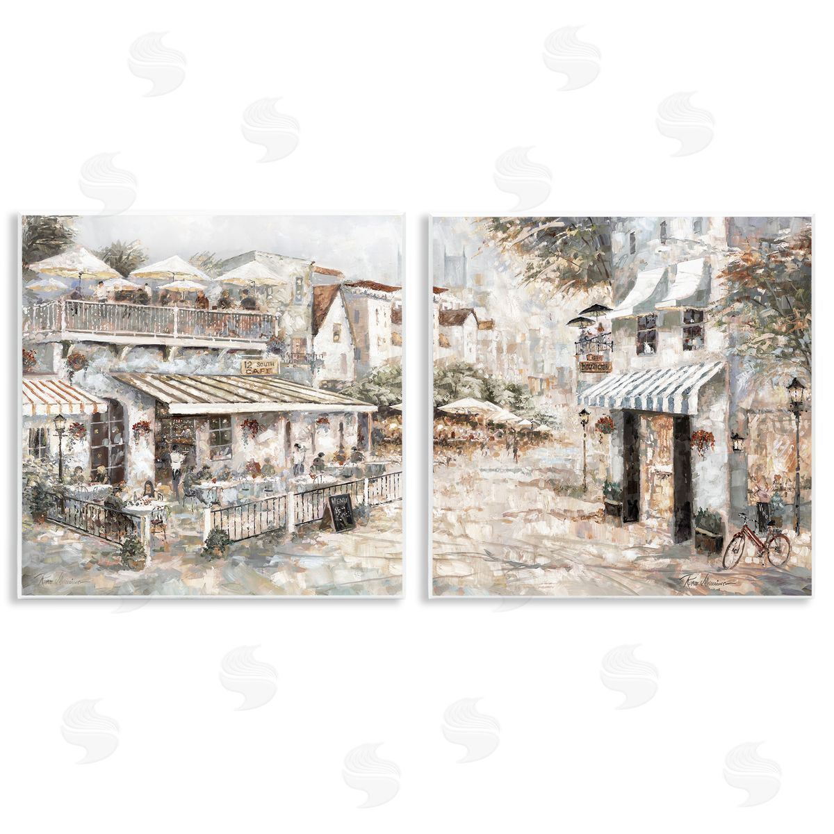 Town Bistros Architecture Wood Plaque Wall Art, Home Decor by Ruane Manning