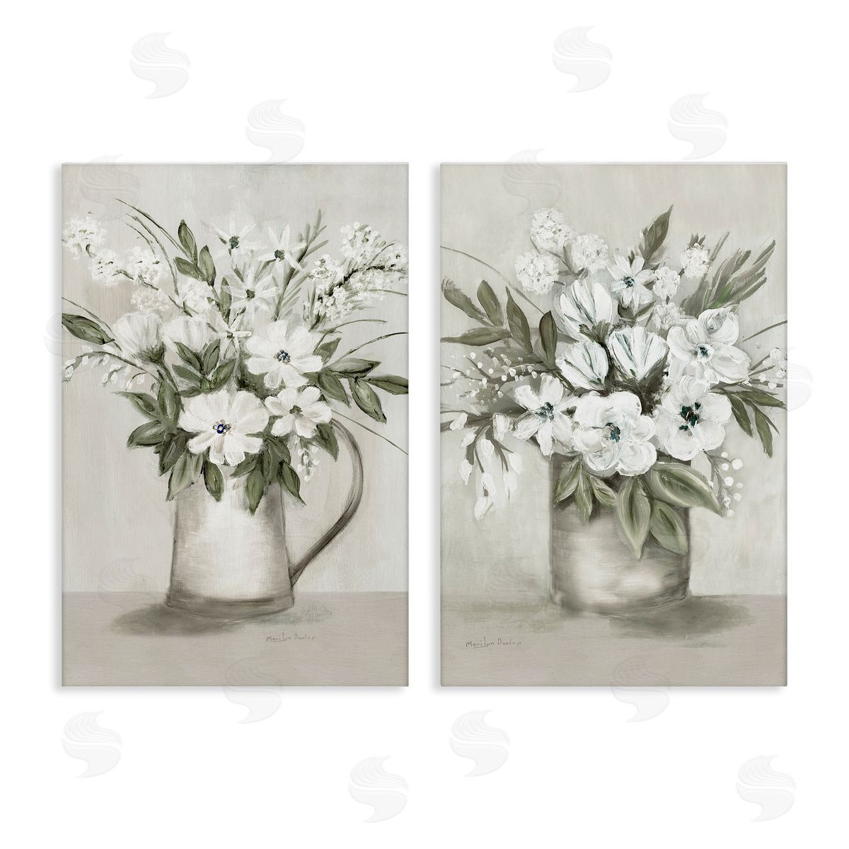 Country Vases with Bouquets Canvas Wall Art, Home Decor by Marilyn Dunlap