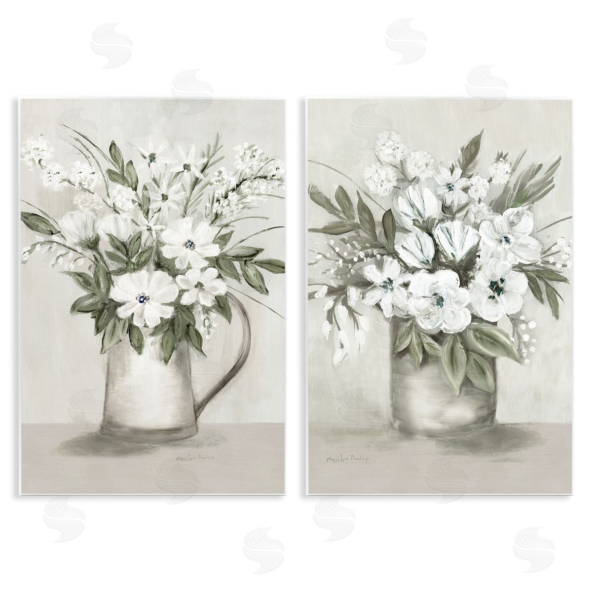 Country Vases with Bouquets Wood Plaque Wall Art, Home Decor by Marilyn Dunlap