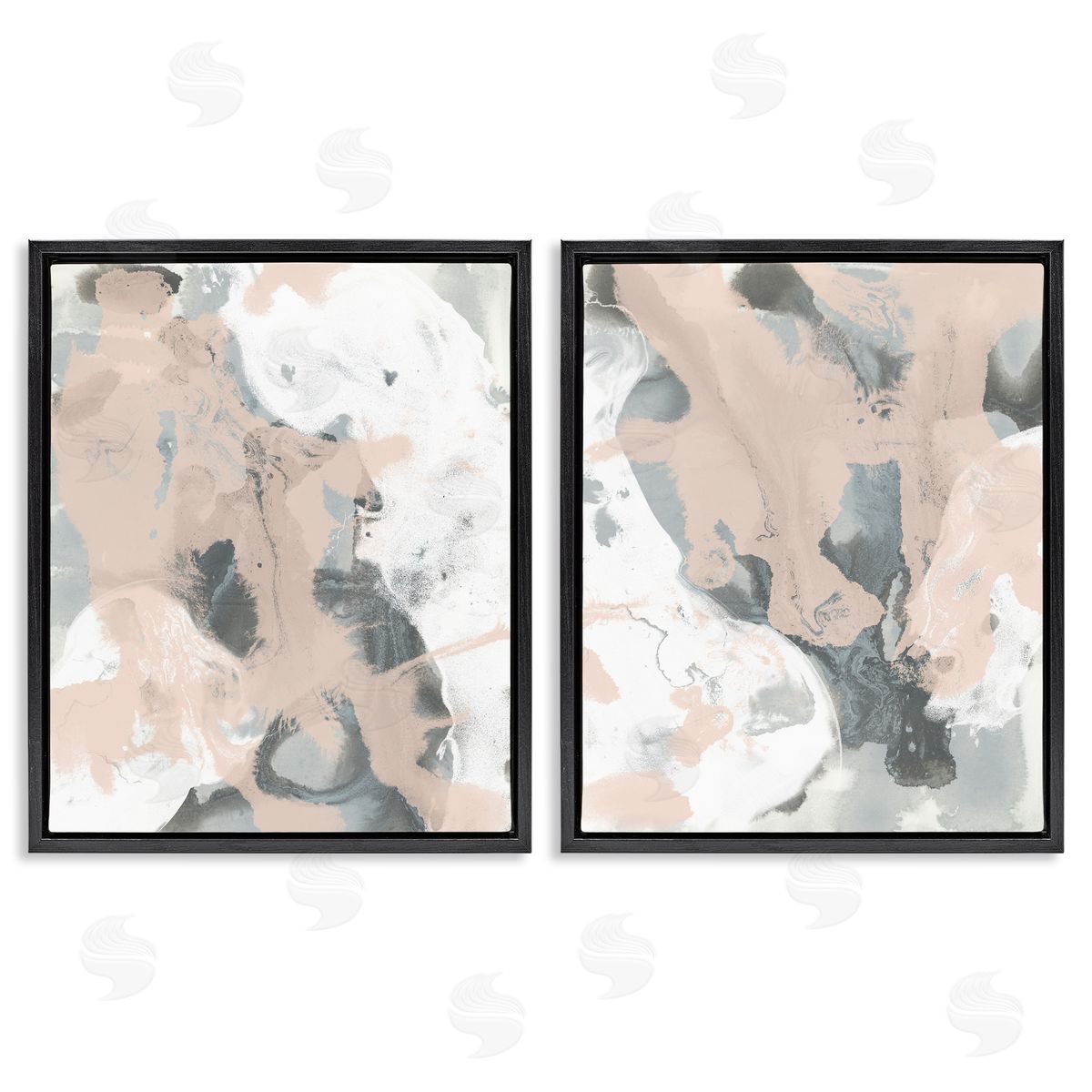 Beige & Gray Splashes Black Floating Frame Canvas Wall Art, Home Decor by June Erica Vess