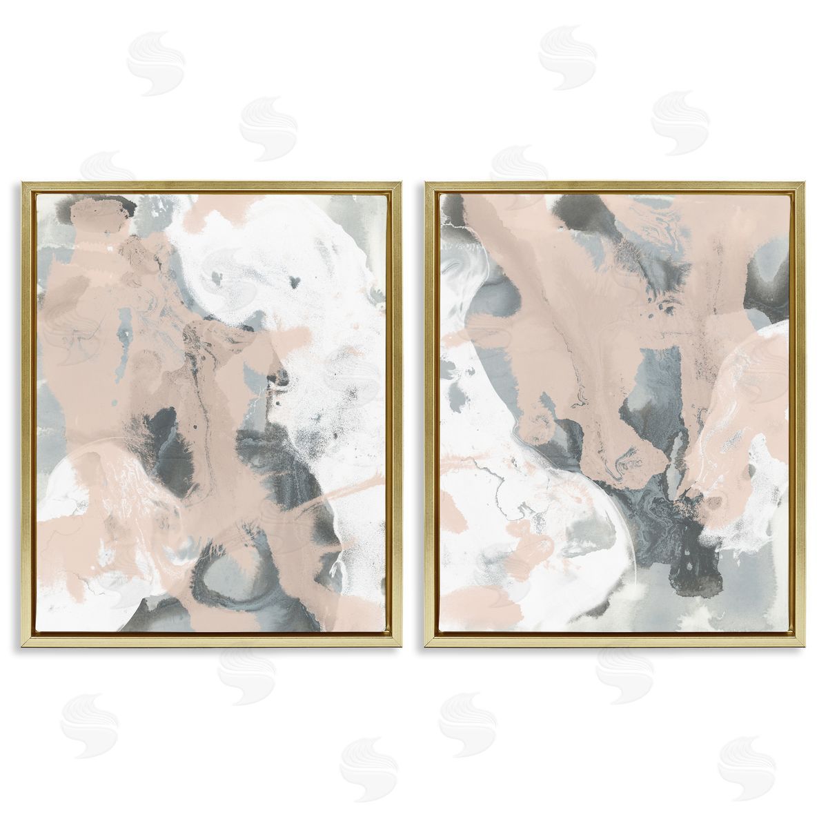 Beige & Gray Splashes Gold Floating Frame Canvas Wall Art, Home Decor by June Erica Vess