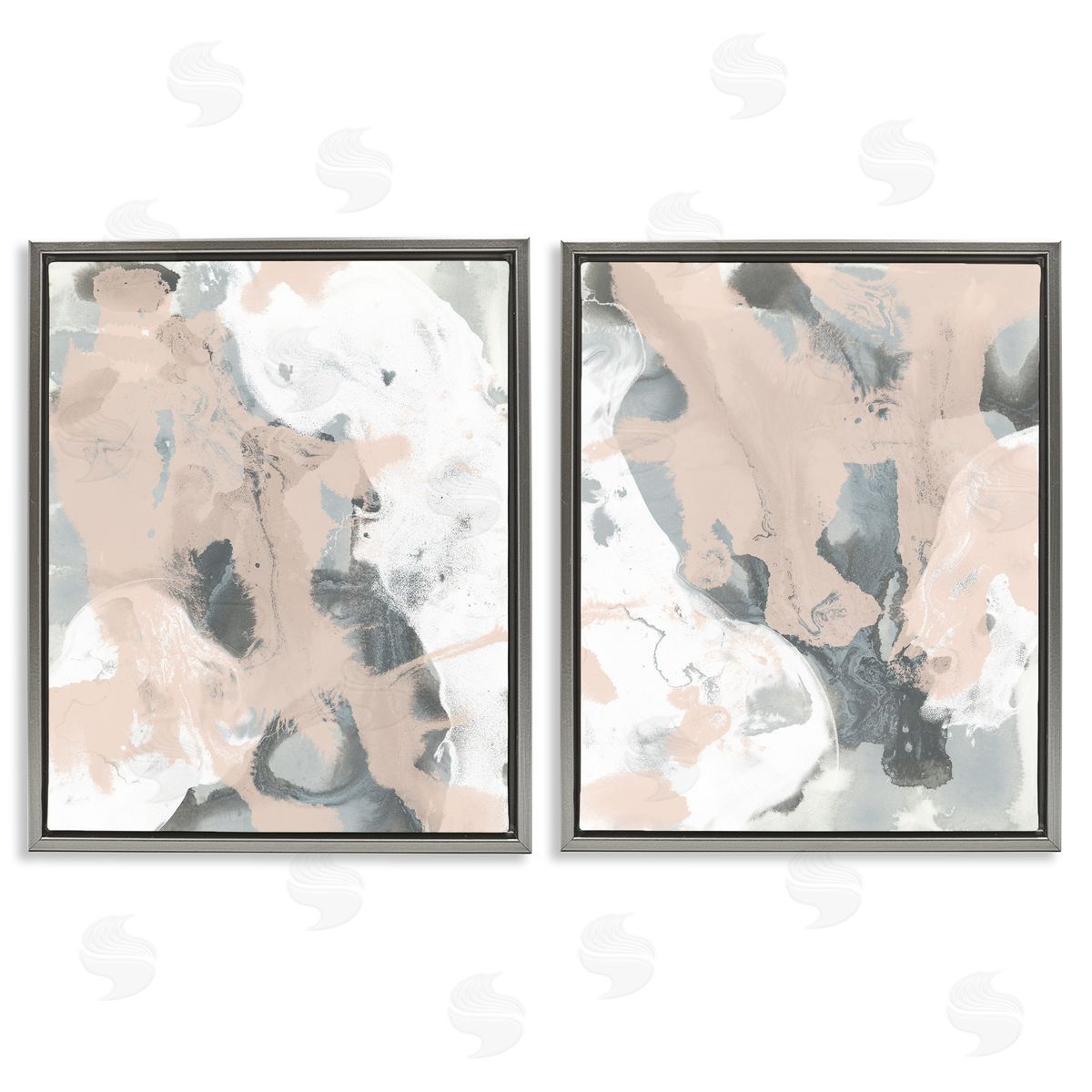 Beige & Gray Splashes Grey Floating Frame Canvas Wall Art, Home Decor by June Erica Vess