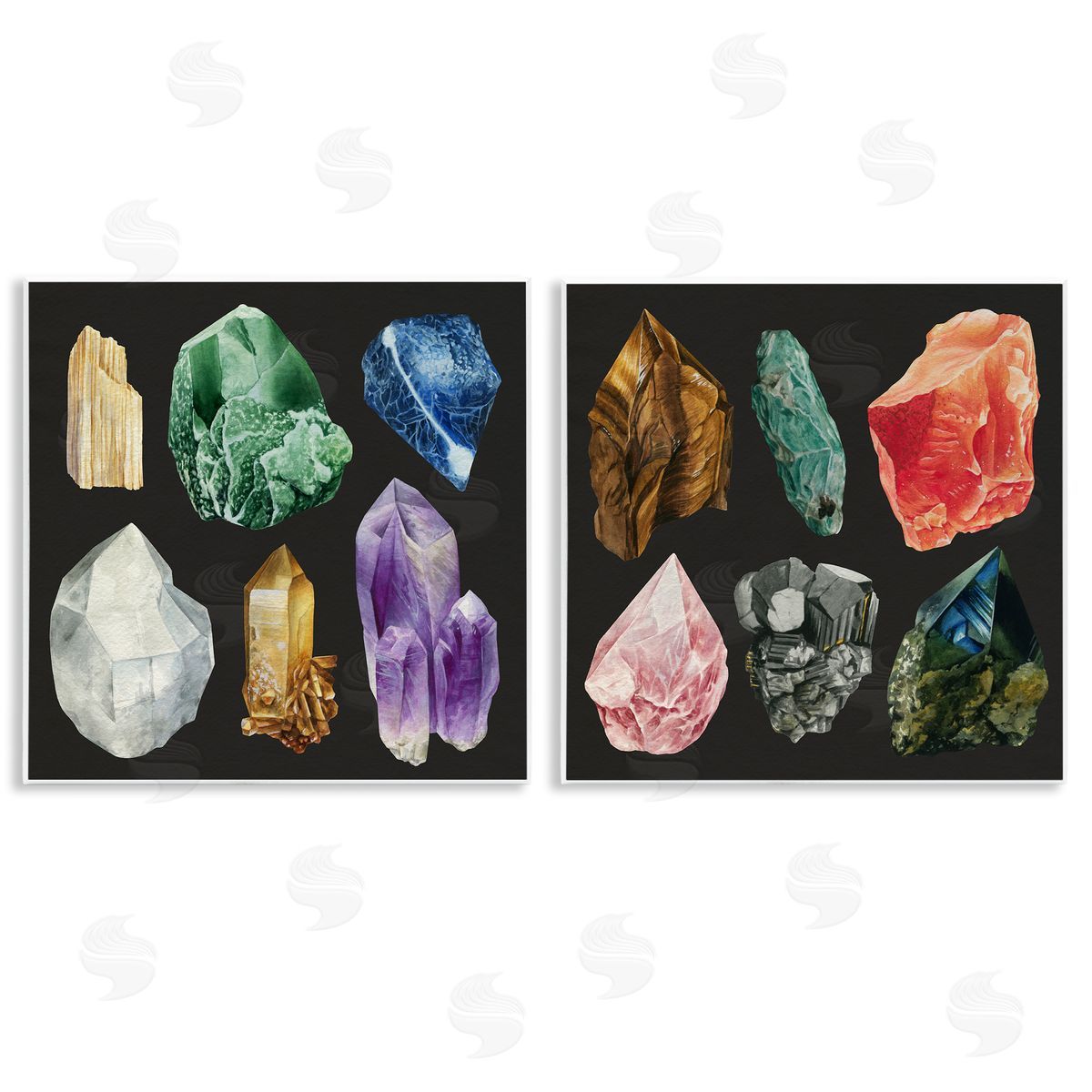 Various Gemstones on Black Wood Plaque Wall Art, Home Decor by Grace Popp
