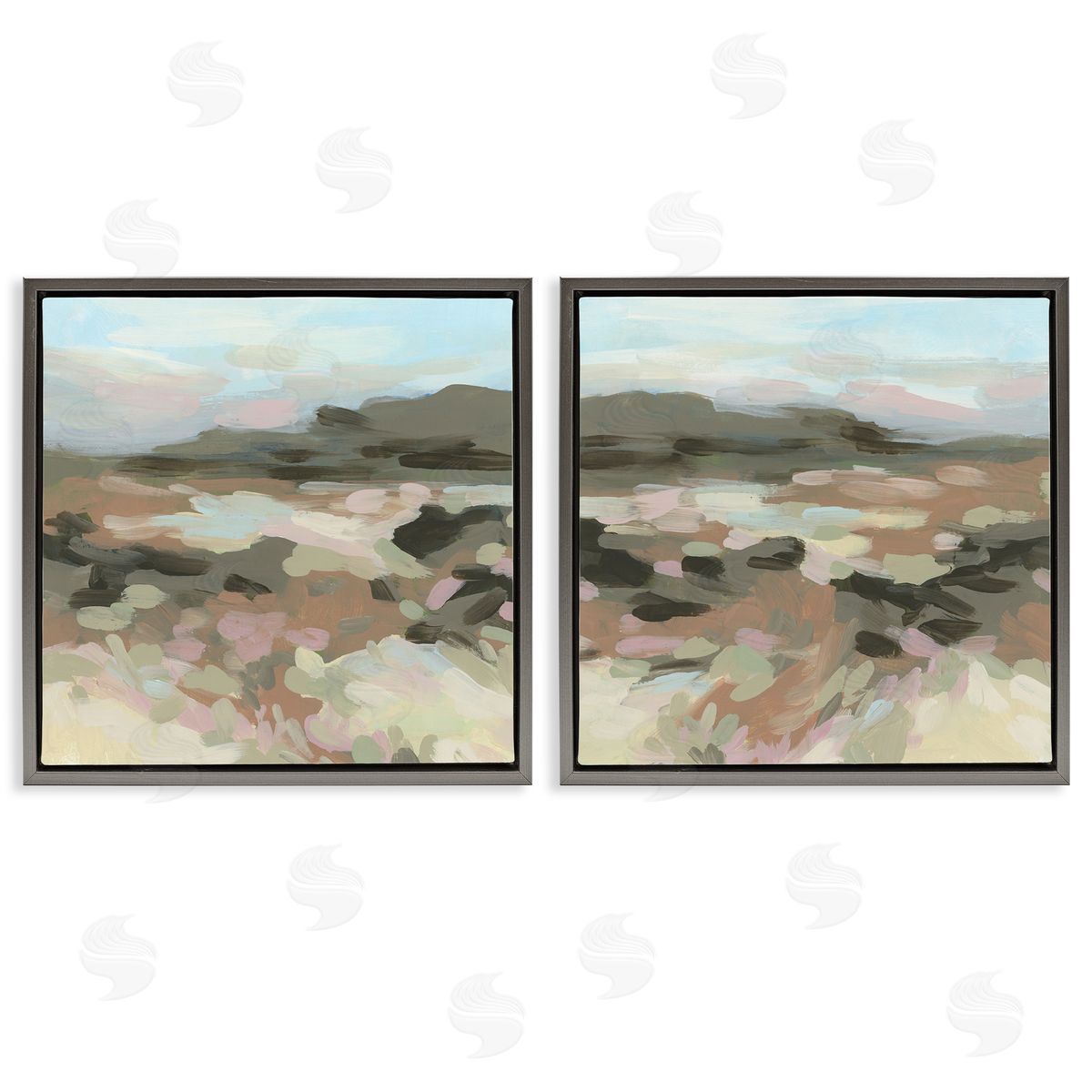 Desert Impression Abstraction Grey Floating Frame Canvas Wall Art, Home Decor by June Erica Vess