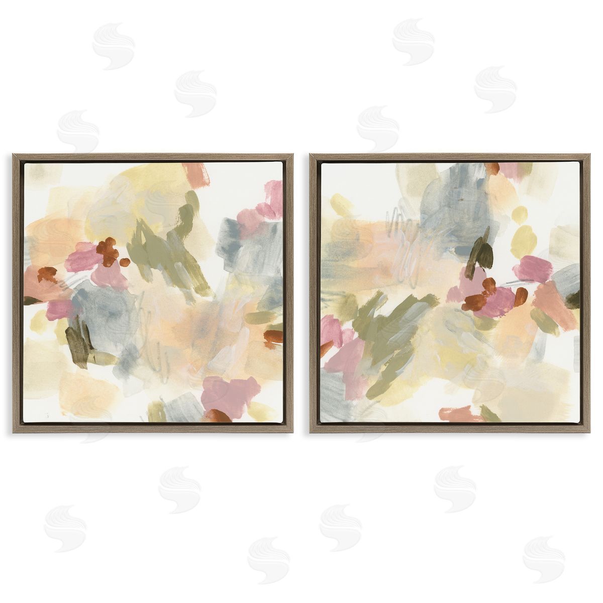 Restless Abstract Splotches Brown Floating Frame Canvas Wall Art, Home Decor by June Erica Vess