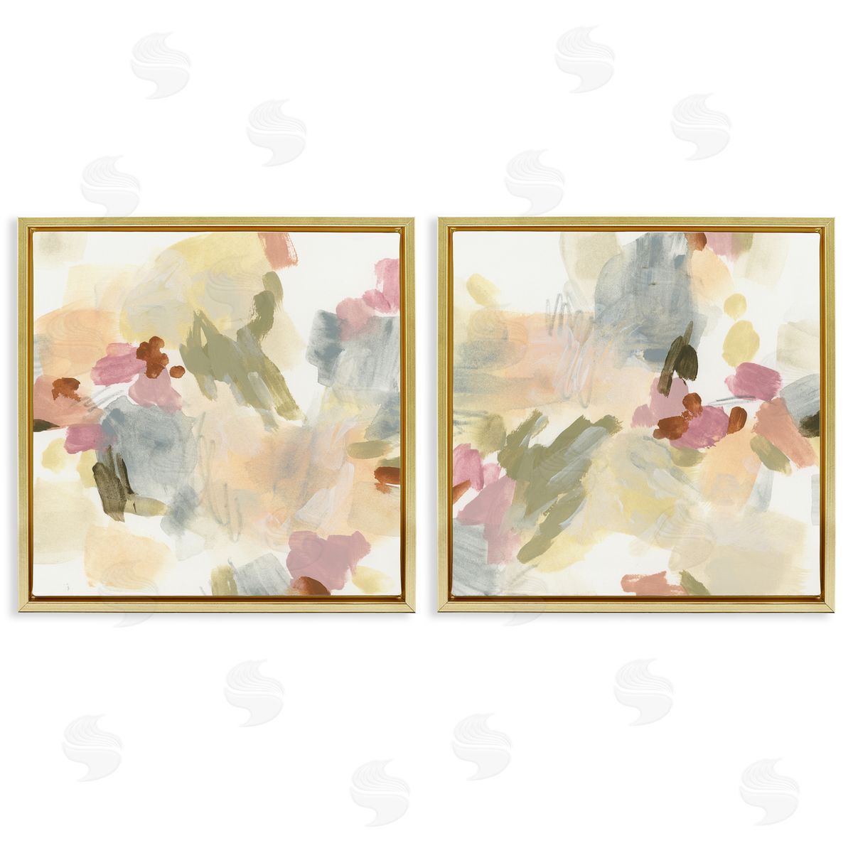 Restless Abstract Splotches Gold Floating Frame Canvas Wall Art, Home Decor by June Erica Vess