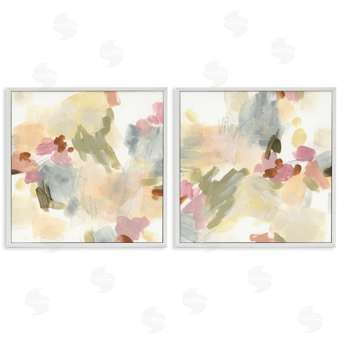 Restless Abstract Splotches White Frame Print Wall Art, Home Decor by June Erica Vess