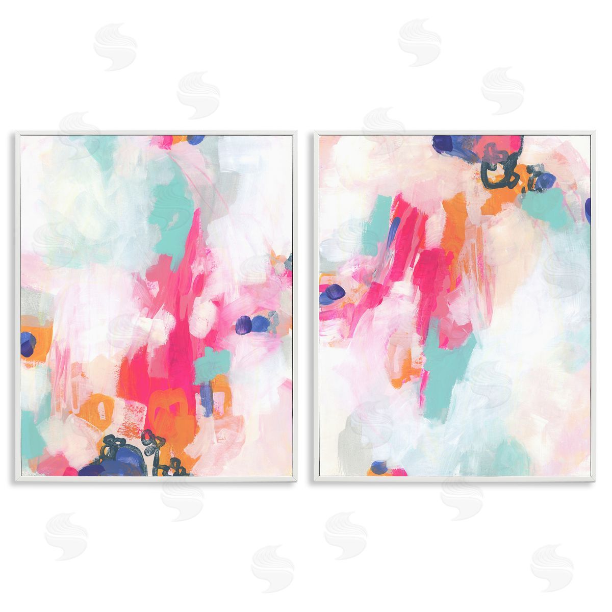 Pink & Pastel Splotches White Frame Print Wall Art, Home Decor by June Erica Vess